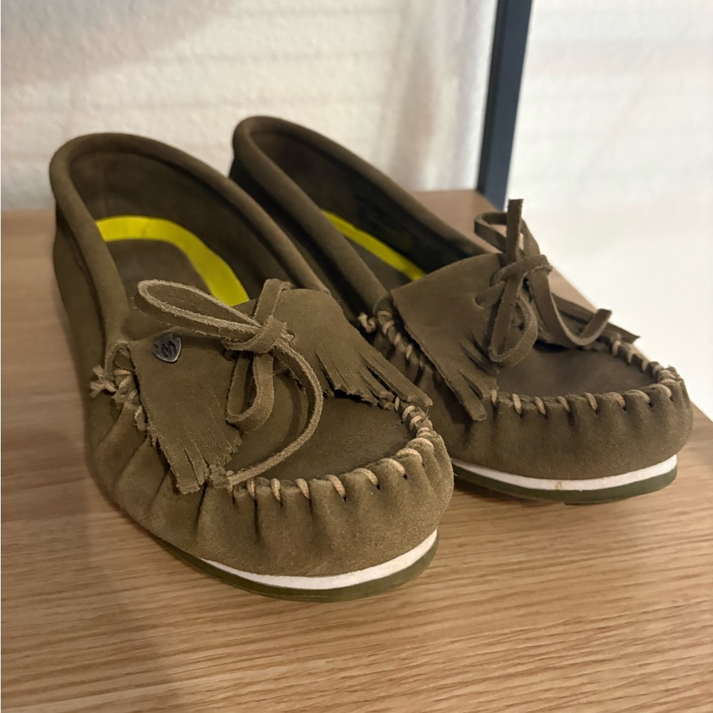 Minnetonka Olive Suede Moccasins